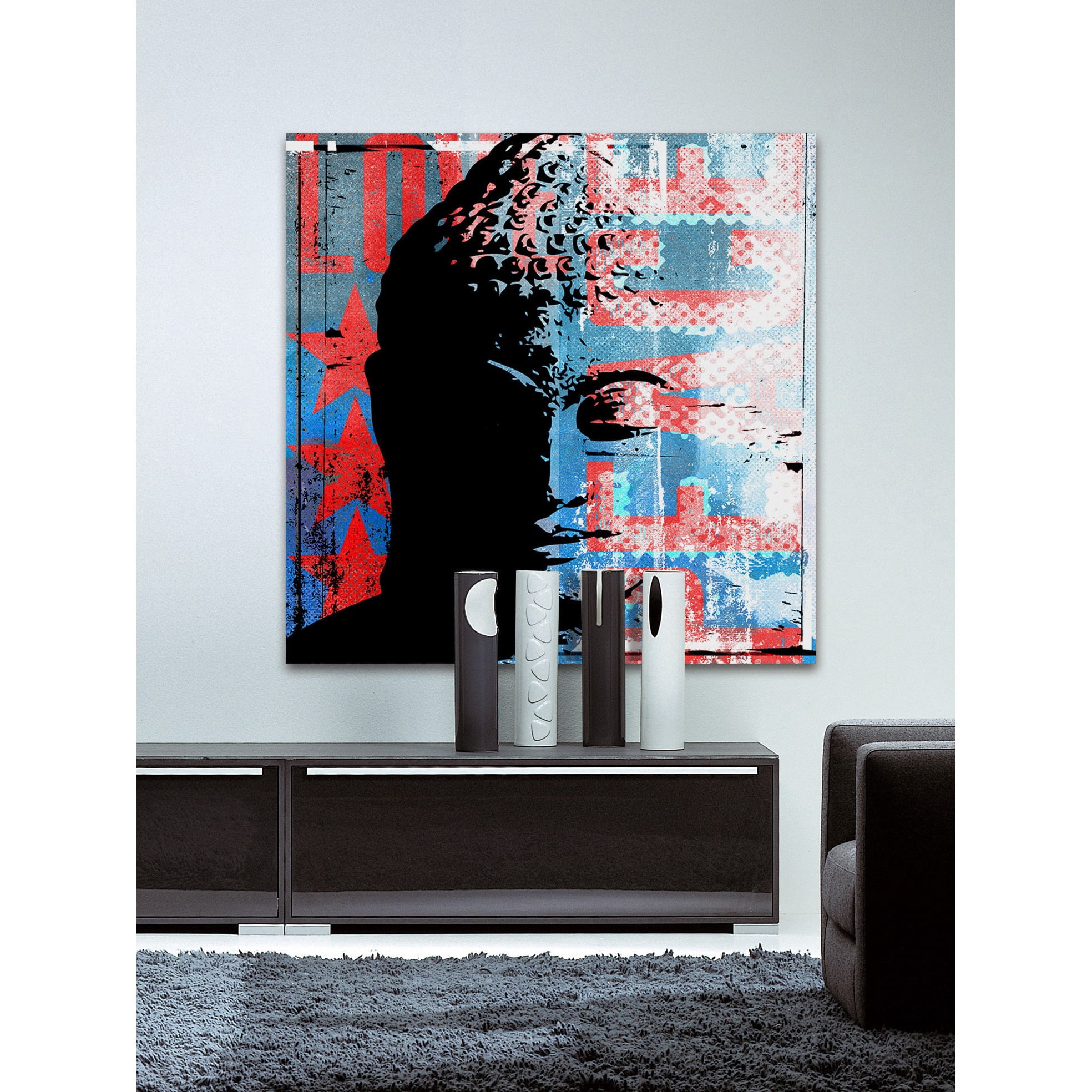 Marmont Hill "Buddha Graffiti" by Rick Martin Painting Print on Wrapped Canvas