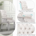 thumbnail image 5 of Foredo Upholstered Dining Chairs with Arms, Modern Velvet Dining Chairs with Metal Legs and Button Tufted Back, Velvet Beige, 5 of 9