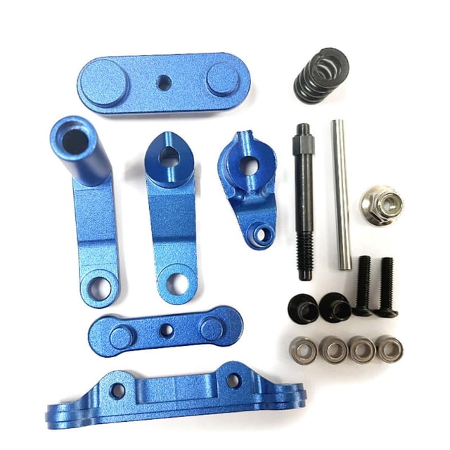 tamizeot Servo de Direction Complet pour Baja Rey 4WD Court Course Rc Servo de Direction Complet Alliage d'Aluminium Haute Précision Bleu Foncé