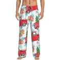 thumbnail image 2 of Kdxio Watercolor Red Truck And Fir Tree Print Men's Sleep Pajama Pant Lounge Pants with Pockets, 2 of 8