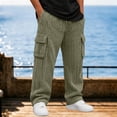 thumbnail image 5 of sdhkgrrt Men Plus Size Corduroy Cargo Pants Loose Fit Ribbed Casual Solid Long Track Trousers Outdoor Athletic Breathable Hiking Pants, Army Green S, 5 of 9