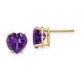 thumbnail image 5 of 14K Yellow Gold 8mm Heart Amethyst Stud Earrings, 5 of 7