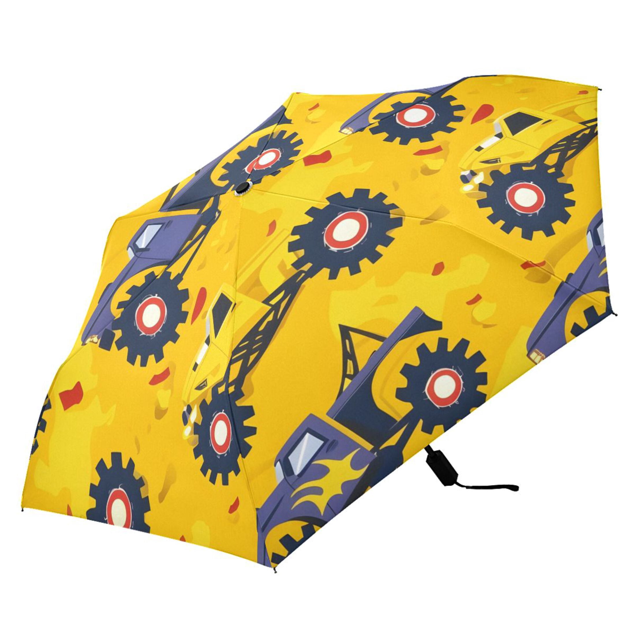 Cartoon Monster Truck Compact Sun Umbrella Windproof Travel Umbrellas for Rain Strong Portable UV Protection