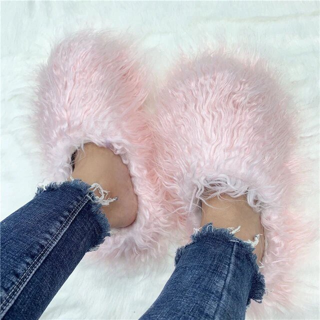 Factory Price New Designer Real Tan Sheep Fur Women Slides Slippers For Season With Customized Color