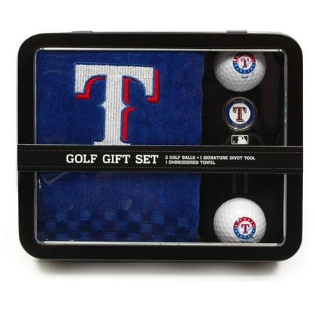 Team Golf MLB Texas Rangers Embroidered Golf Towel, 2 Golf Balls, And Divot Tool Set