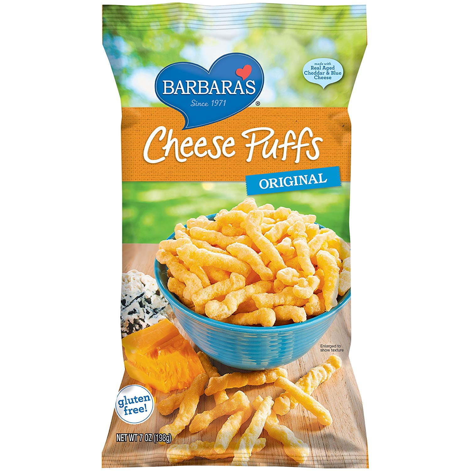 Barbaras Original Cheese Puffs, Gluten Free, Real Aged Cheese, 7 Oz Bag
