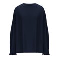 thumbnail image 4 of Jinhomg Knitted Sweatshirt for Women Casual Solid Color Fall Lounge Tops Loose Fit Comfy Long Ruffle Sleeve Crewneck Knit Pullover Navy M, 4 of 7