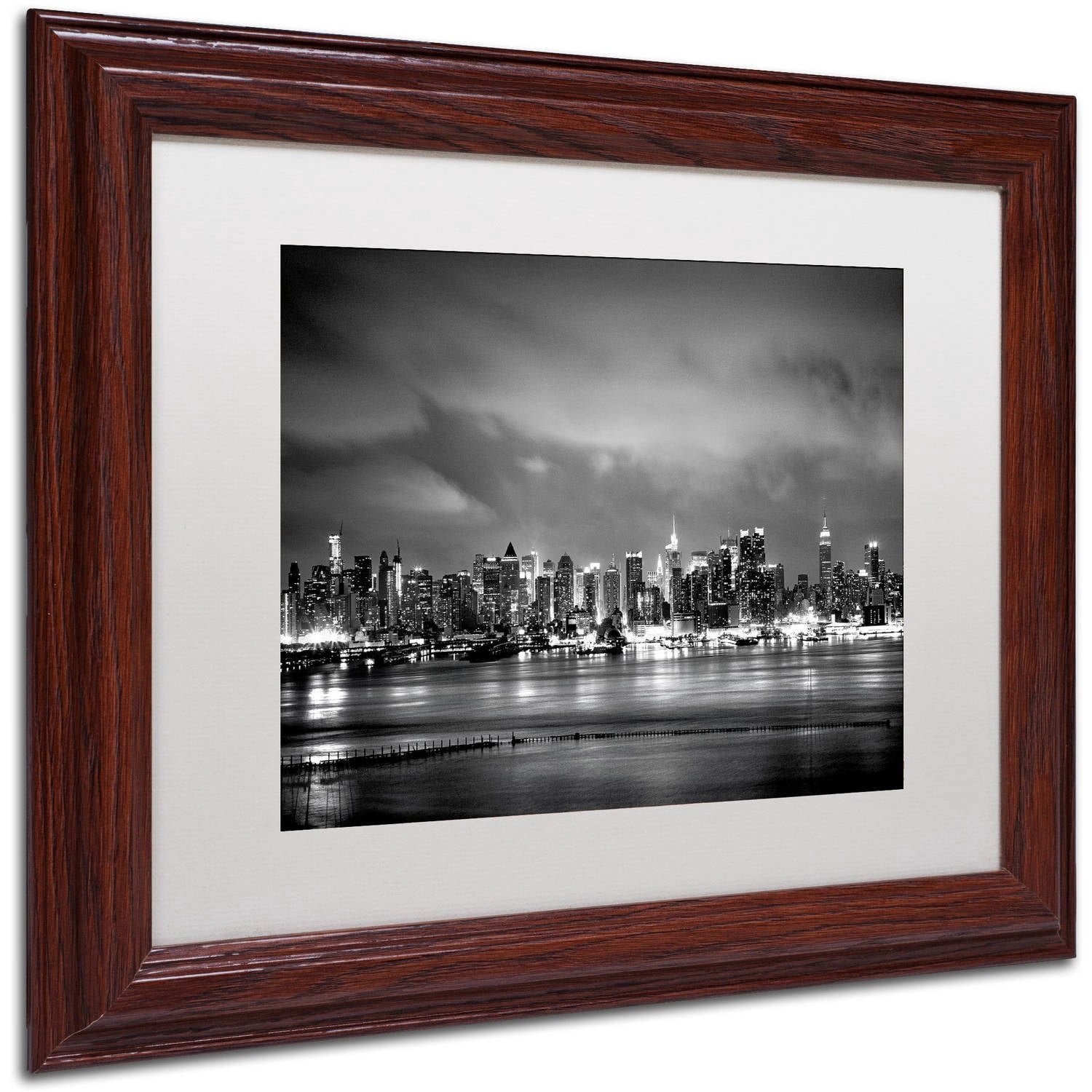 Trademark Fine Art "New York Skyline" Canvas Art by Preston White Mat, Wood Frame