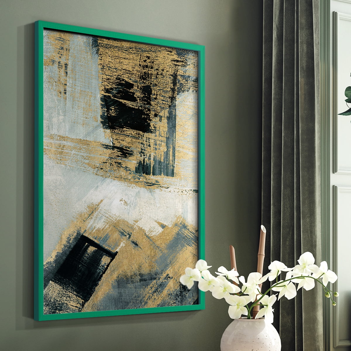 Southern Flow in Green Solid Wood 8 x 10 Framed Print