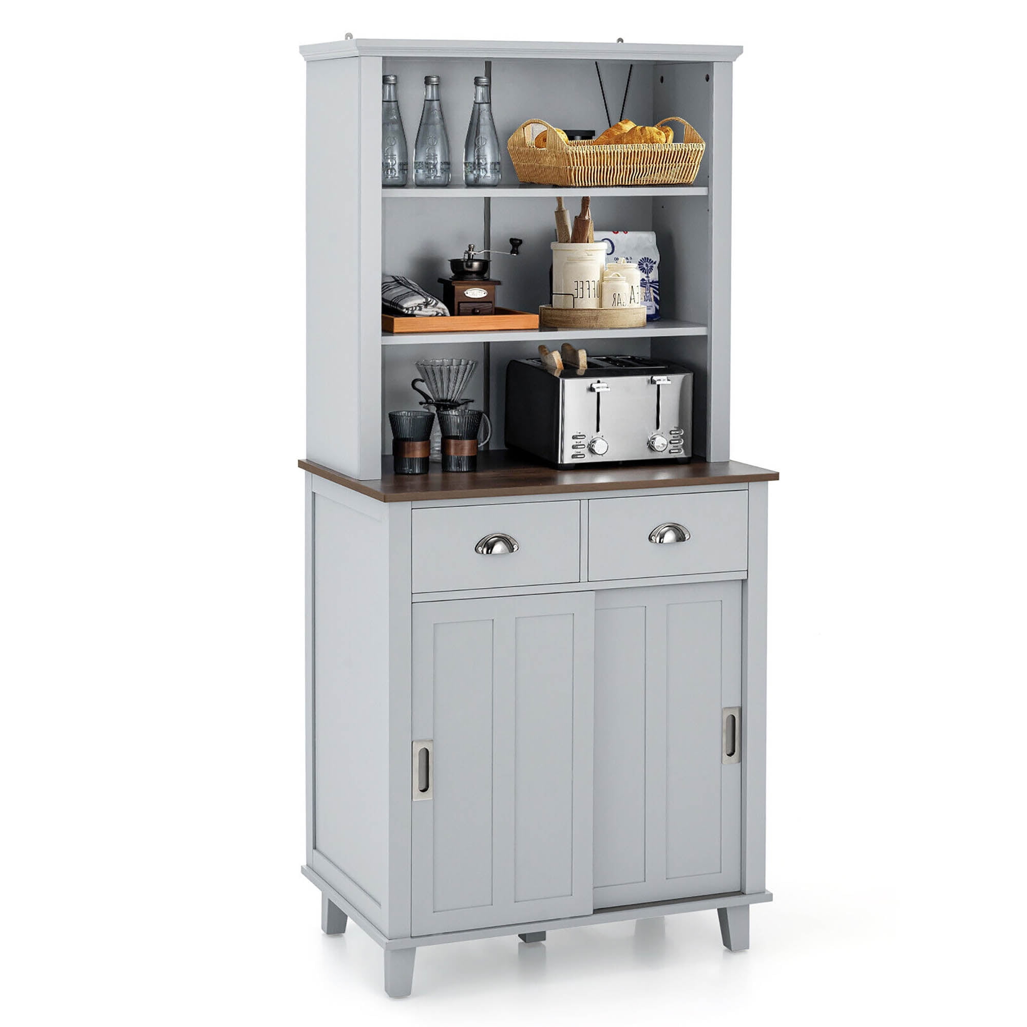 Gymax Freestanding Buffet Hutch Kitchen Pantry Storage w