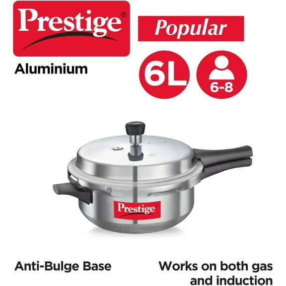 PRPDP Pressure Cooker, 6 Liters, Silver - Upgraded Aluminum Deep Pan with Safety Features