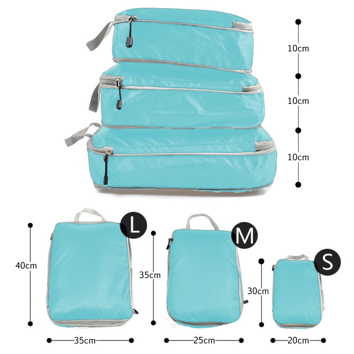 AUXDIQ 3 PCS Compression Packing Cubes Travel Luggage Organizer Bags Set Packing Organizers Compression Suitcase Bag Travel Essential Bag