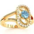 thumbnail image 2 of Split Band Blue Topaz Diamond Cocktail Ring In 14k Yellow Gold, 2 of 6