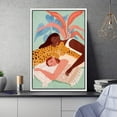 thumbnail image 2 of IDEA4WALL Framed Canvas Print Women & Tropical Cheetah Jungle Plant Nature Animals Funny Wall Art Preppy Room Decor Bohemian Colorful Minimalism Artwork - White 16"x24", 2 of 5