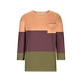 thumbnail image 3 of Lolmot Haut Décontracté pour Femmes Couleur Unie Col Rond Manches 3/4 et Poche, 3 of 3