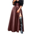 thumbnail image 1 of Falda nueva sexy de cuero PU con abertura alta e irregular para mujer, moda otoño-invierno, 1 of 1