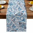 thumbnail image 2 of Burlap Table Runner 70 Inches Long, Blue Gradient Paisley Flower Non-Slip Kitchen Table Runners for Dining Room Everyday Use Party Table Decorations Abstract Ethnic Floral, 2 of 9