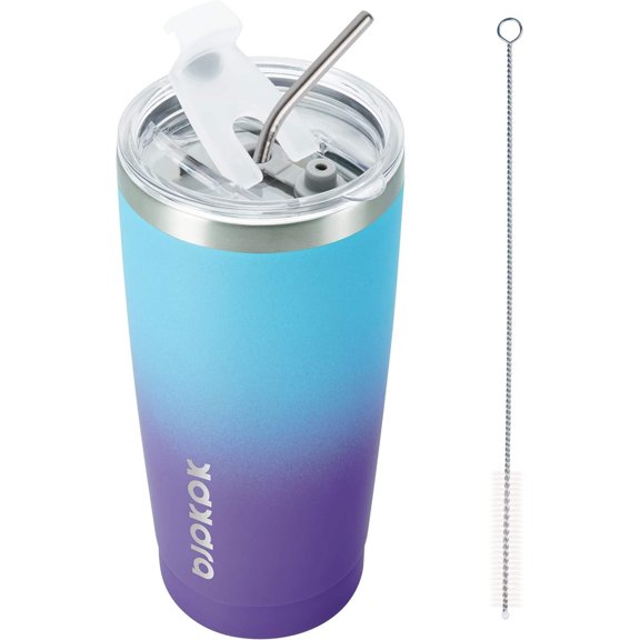 BJPKPK 20 Oz Stainless Steel Vacuum Insulated Tumblers with Lids and Straw Reusable Travel Water Mug Double Wall Coffee Cup for Women and Men,Ocean Dream