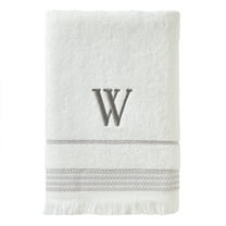 SKL Home Monogram Cotton Bath Towel, "W",  White