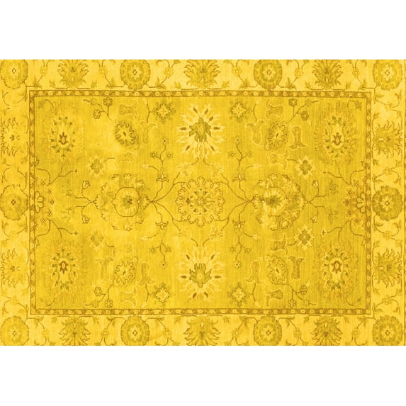 Ahgly Company Indoor Rectangle Abstract Yellow Modern Area Rugs, 5' x 8'