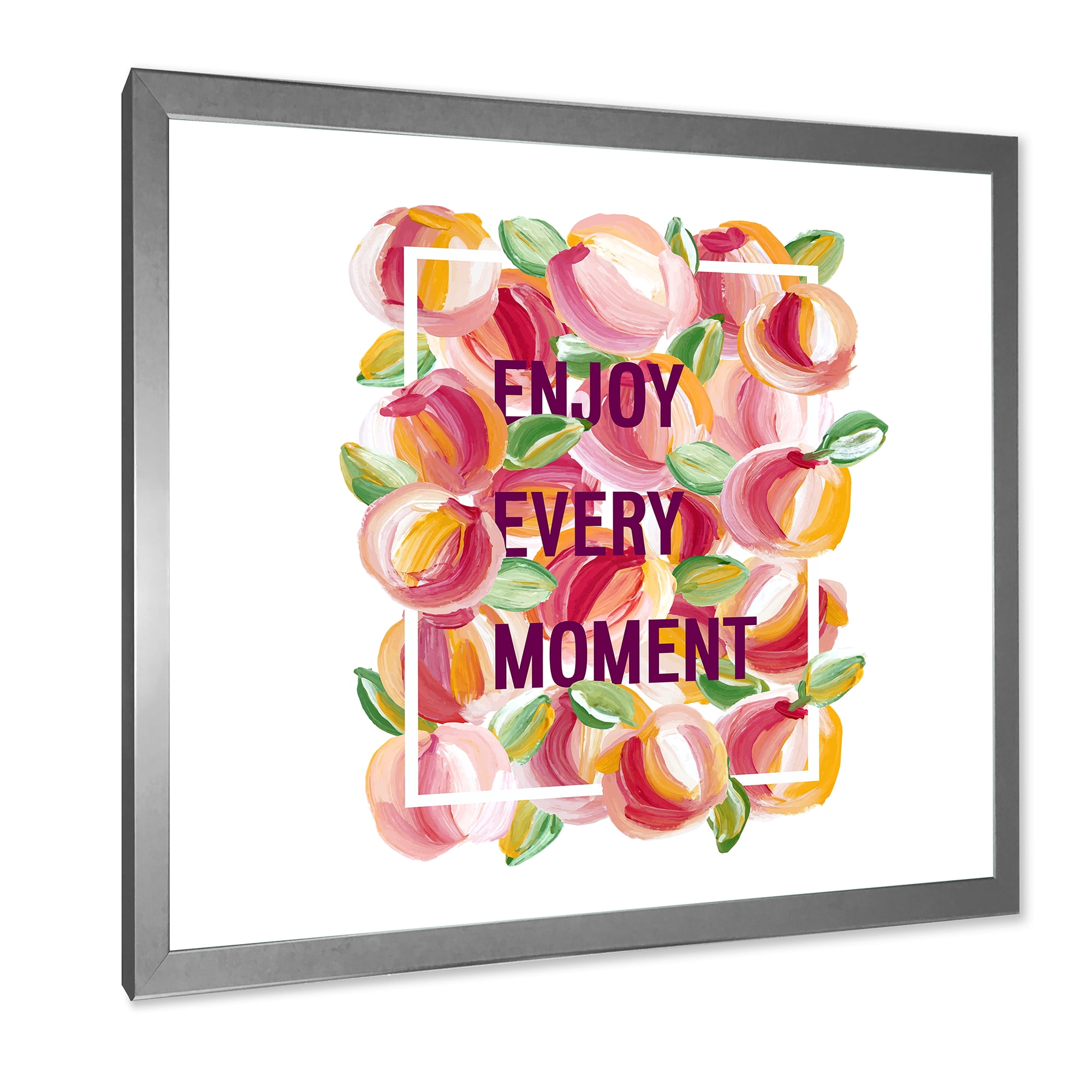 Designart 'Enjoy Every Moment Over Colorful Flowers' Traditional Framed Art Print