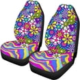 thumbnail image 6 of Qpednta Fashion Daisy Car Seat Covers Full Set for Women Automotive Accessories Universal Fit for Car,Truck,SUV,Vans Elastic Front & Rear Auto Seats Protector, 6 of 7