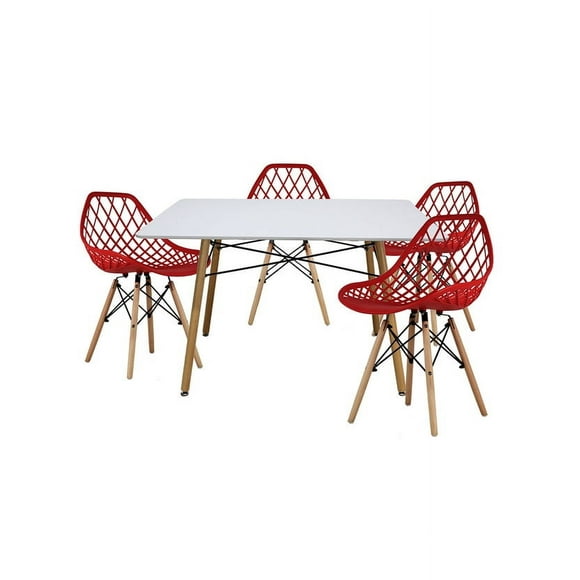Comedor Vento 4 personas rectangular Rojo
