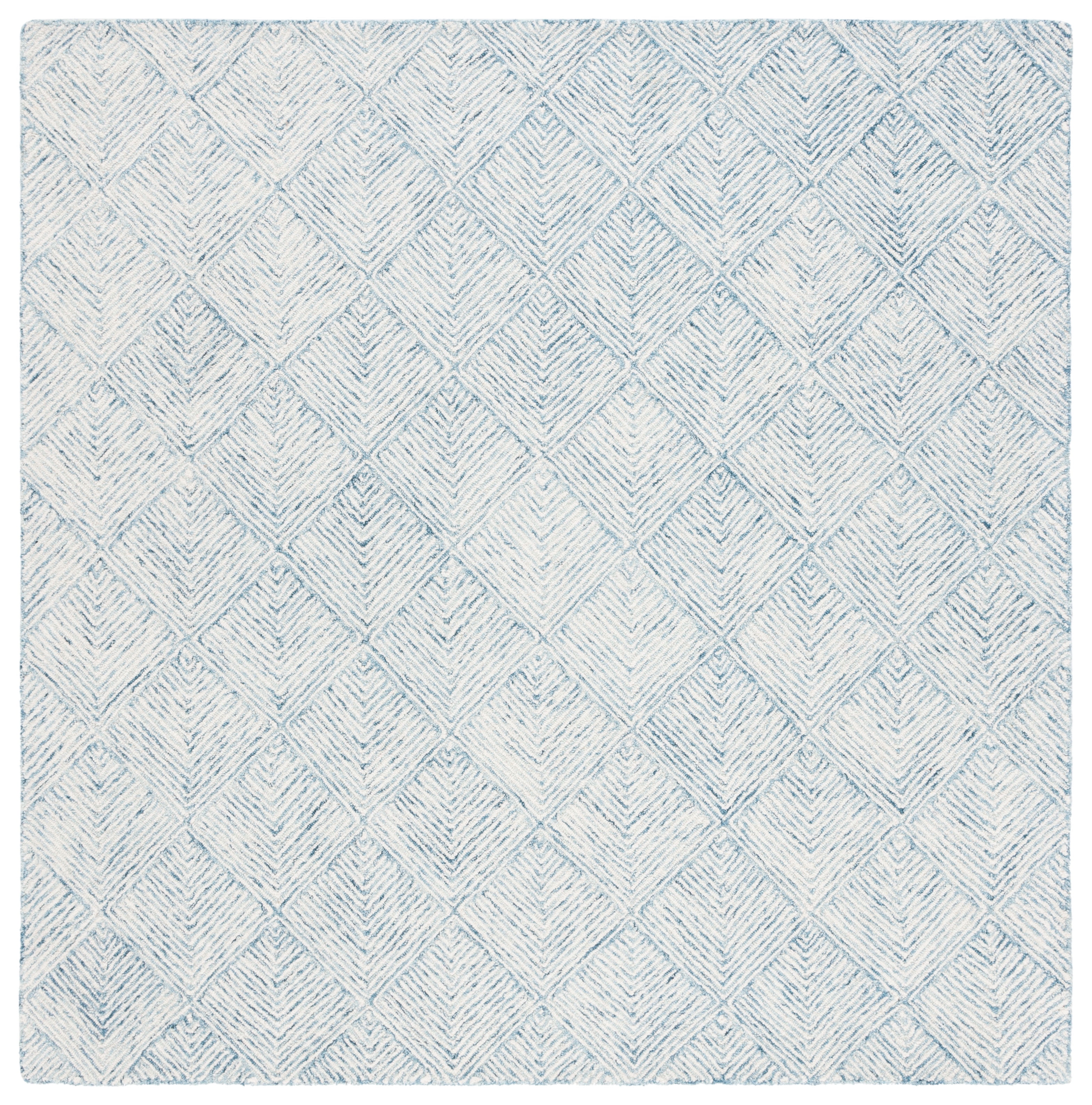SAFAVIEH Abstract Trent Geometric Area Rug, Blue/Ivory, 6' x 6' Square
