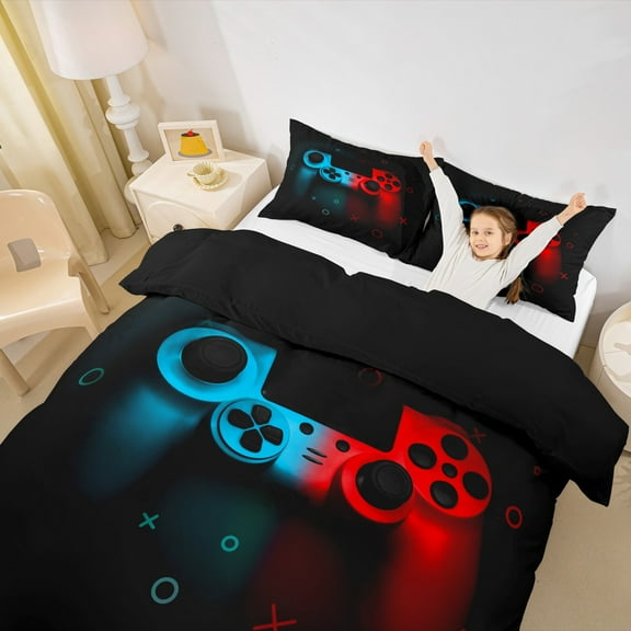 Gamer Duvet Cover,Gaming Comforter Cover Full,Cool Games Gamepad Bedding Set Teen Game Room Decor Bed Cover,Video Game Controller (No Comforter)