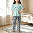 thumbnail image 2 of Bovxnpu Unisex Girls Summer Outfits Casual Loungewear Set Graphic Short Sleeve Crewneck Kids Soft Loungewear Pants Set, 2 of 6
