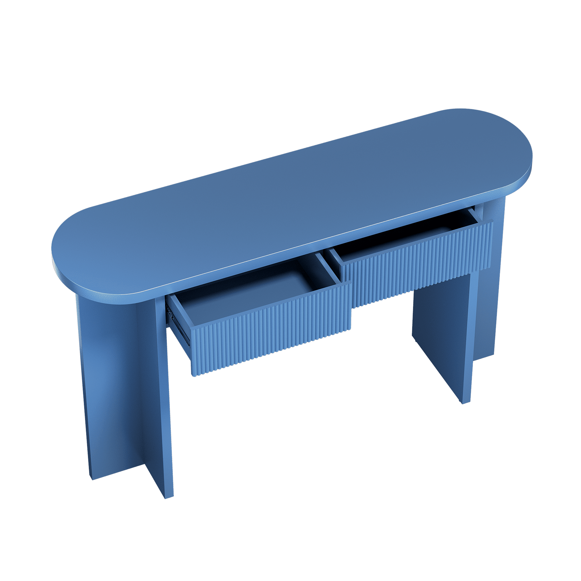 Mintazer 55" Fluted Console Table with 2 Drawers, Modern Entryway Tables with Storage, Sofa Table for Entryway Hallway Living Room, Blue