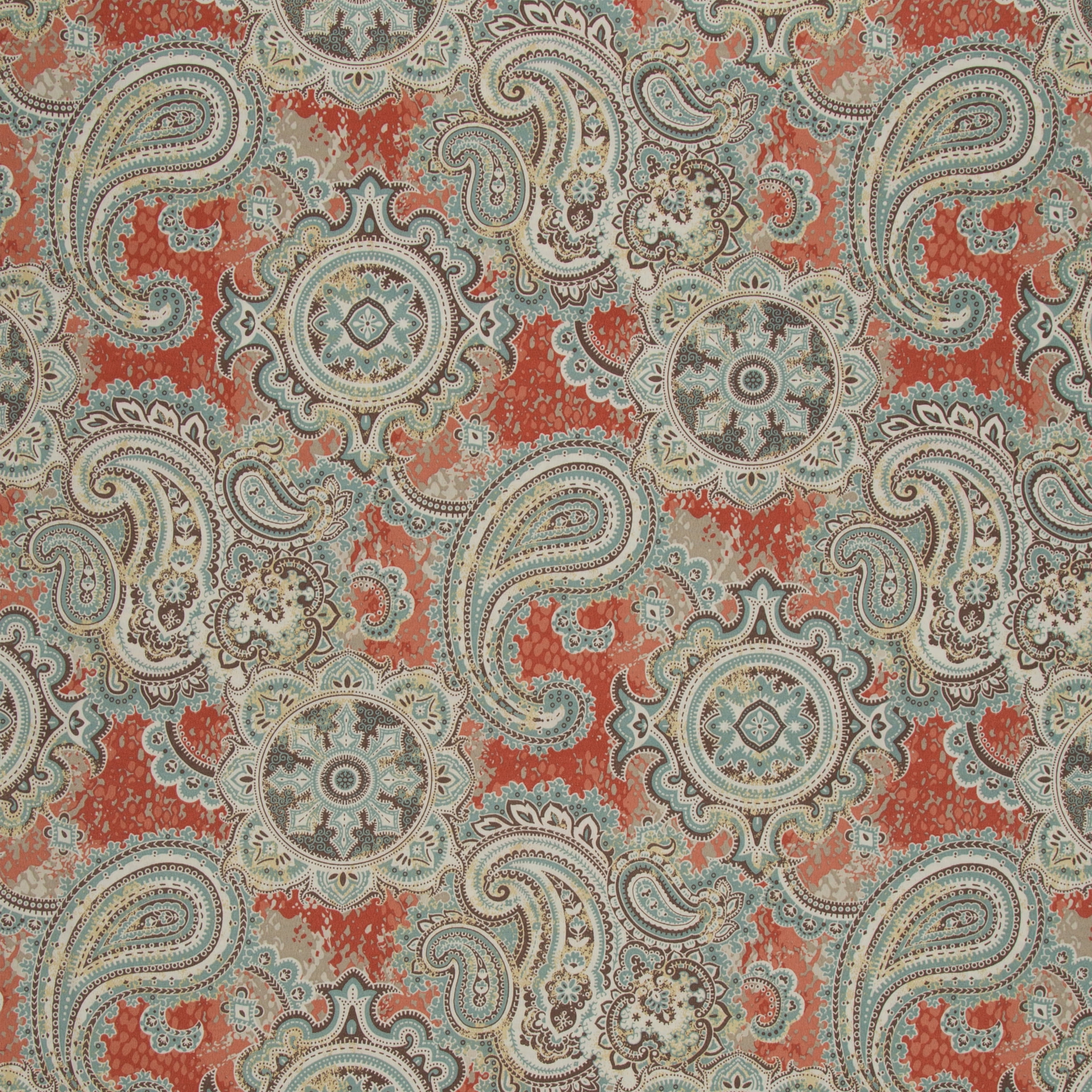 Sorra Home Coral Aqua Paisley Indoor/Outdoor Deep Seating Cushion, Corded