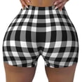 thumbnail image 2 of Haiem White And Black Plaid No Front Seam Biker Shorts for Women Yoga Workout Gym Bike Shorts with Tummy Control Moisture-Wicking-X-Large, 2 of 9