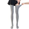 thumbnail image 1 of Bas Opaques Cuisse Haute pour Femmes Generic avec Silicone, Gris, Taille Unique, 1 of 5