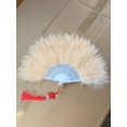 thumbnail image 1 of Abanico de plumas artesanal de terciopelo grueso estándar para cheongsam de hadas, pasarela para niños, actuación en el escenario, abanico de baile, 1 of 4