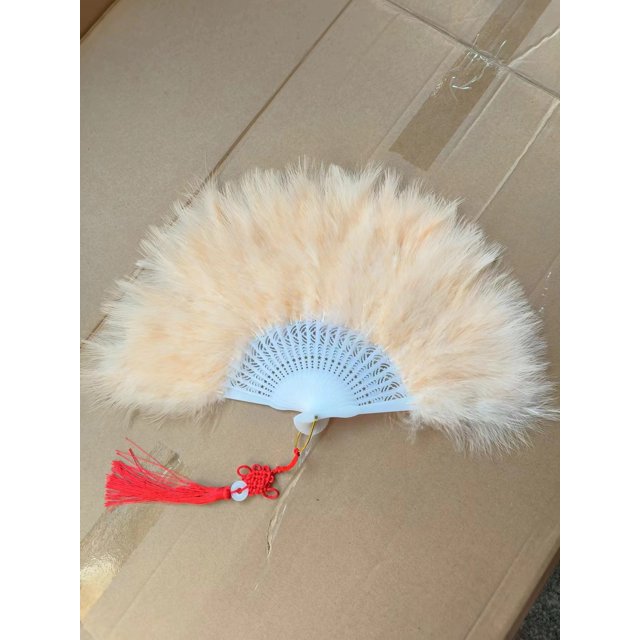 Abanico de plumas artesanal de terciopelo grueso estándar para cheongsam de hadas, pasarela para niños, actuación en el escenario, abanico de baile