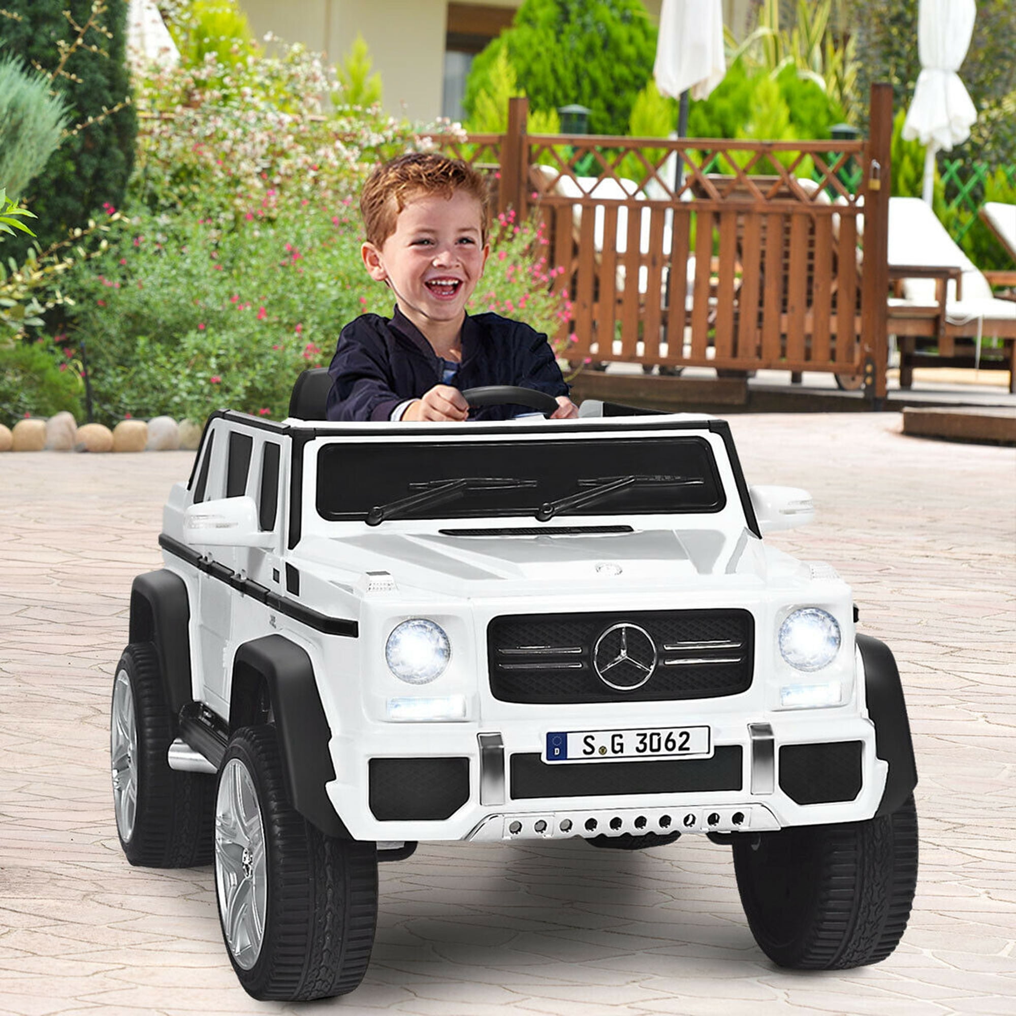 Gymax 12V Licensed Mercedes-Benz Kids Ride On Car RC Motorized Vehicles w/ Trunk White