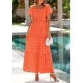 thumbnail image 3 of PRETTYGARDEN Summer Dresses for Women Eyelet Square Neck Puff Sleeve Smocked Wedding Guest Maxi Dress with Pockets, 3 of 8