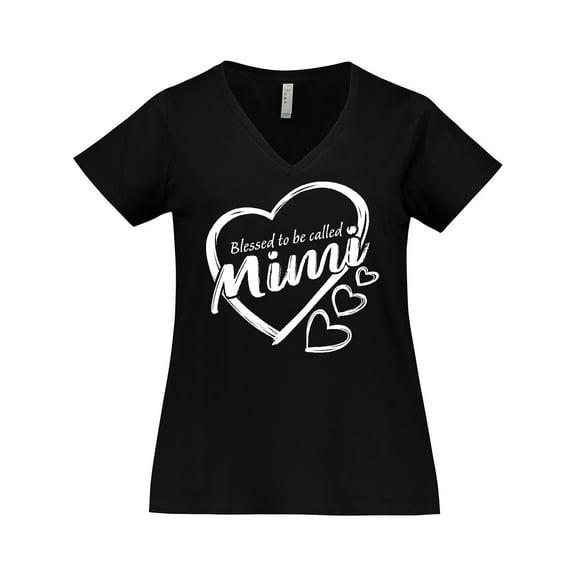 Inktastic Blessed to Be Called Mimi Cute Heart Design Women's Plus Size V-Neck T-Shirt