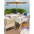 thumbnail image 5 of Outdoor Tablecloth with Umbrella Hole for Patio/Picnic/Party/Camping, Wisteria Waterproof Table Cloth Rectangle Table Cover Washable, Spring Purple Flowers Butterflies Vintage Beige (60"x 120"), 5 of 8