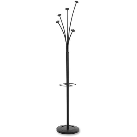- Alba Festival Coat Stand with Umbrella Holder, 5 Knobs, 14w x 14d x 73-2/3h, Black