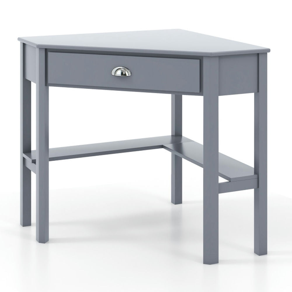 Demi Bonn Corner Wooden Piece Laptop Computer Desk, Small Home Office Desk Study Writing Table, White