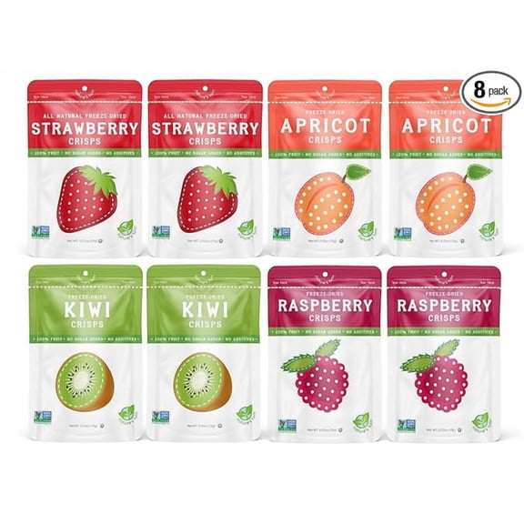 Nature’s Turn Freeze-Dried Fruit Crisps Sour Variety Pack, No Added Sugar, Healthy Natural Fruit Crisp Snack for School Lunches, 8 Pack (0.53 oz Each)