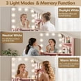 thumbnail image 4 of NEORIVER 32" Makeup Vanity Desk with Mirror and Lights, 3 Lighting Colors, 5 Storage Shelves & Large Drawer, Pink Vanity Set for Bedroom, Girls and Women, 4 of 9
