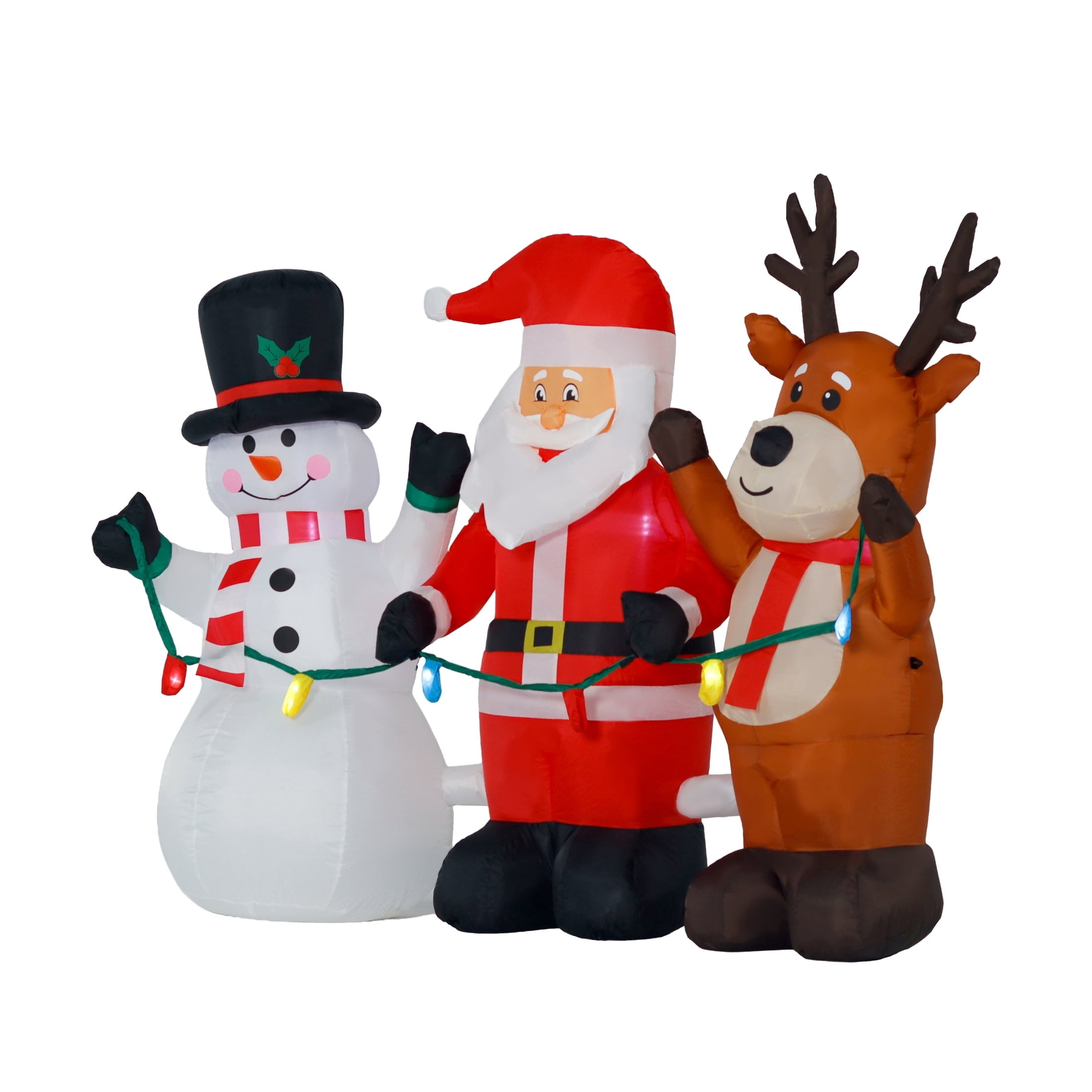 Multicolor Santa Trio with Flashing Lights Christmas Airblown Yard Inflatable, 6', by Holiday Time