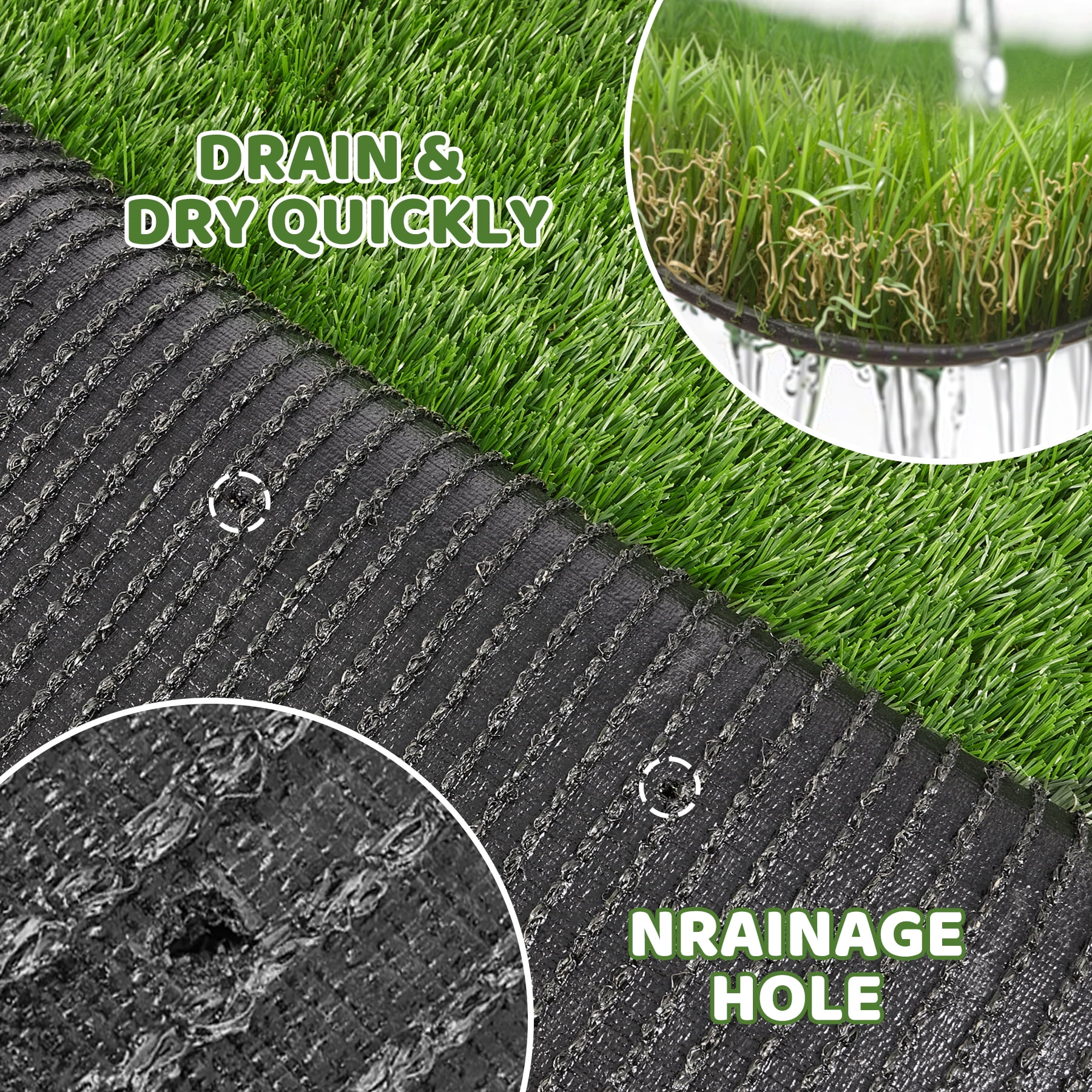 Hawsaiy 3×5ft Artificial Grass Rug, 1.38" Thick Fake Grass Mat with Drainage, UV-Resistant Synthetic Turf for Garden, Patio, Balcony, Kids & Pets