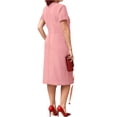 thumbnail image 4 of LWavelet Women's Plus Size Sheath Dress Short Sleeve V-Neck Wrap Ruched Bodycon Midi Dress Pink 3XL, 4 of 4