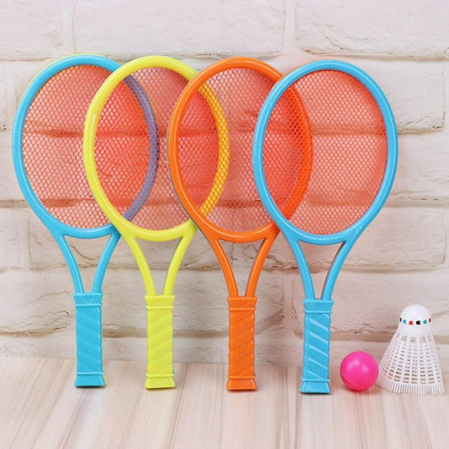 DEBGFS Kids Tennis Racket Plastic Tennis Racquet with 2 Table Tennis 2 Badminton Ball 4 Shuttlecocks Racket Children Outdoor Toy for Toddlers Age 3-6