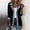Black, variant on Women Long Ribbed Knit Cardigan Jacket, Denim Lapel Patchwork Open Front Mid Length Coat, Casual Long Sleeve Fahsion Look Outerwear,Black,L