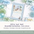 thumbnail image 3 of Blue Gingham Barnyard Boy Baby Shower Invitations, 20 Fill-In Cards with Envelopes, 5x7 Baby Shower Invites & Supplies, New Baby Celebration Cards, Made in USA by Amanda Creation, 3 of 9